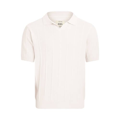 Redefined Rebel regular polo met ingebreid patroon ecru afbeelding