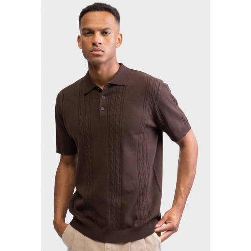 Redefined Rebel regular polo bruin fijn gebreid afbeelding