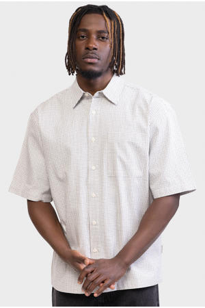 loose geruit casual overhemd wit