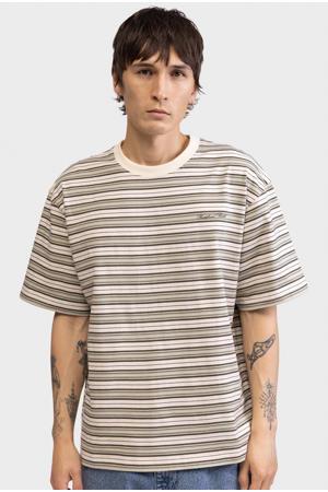 boxy gestreepte T-shirt beige