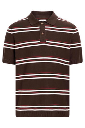regular gestreepte polo bruin