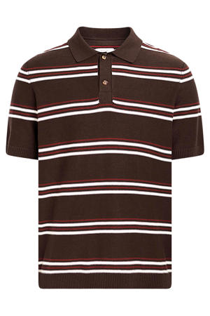 regular gestreepte polo bruin