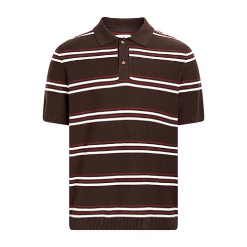 Redefined Rebel regular gestreepte polo bruin afbeelding