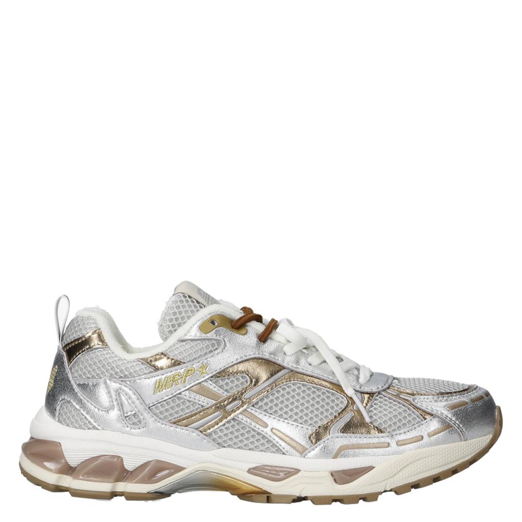 Zilver en gouden dames MRP sneakers van 45% leer/50% mesh/5% pu met veters