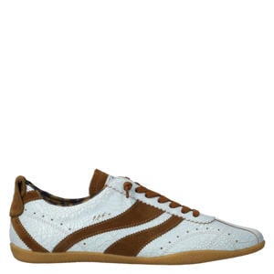 leren sneakers lichtblauw/bruin