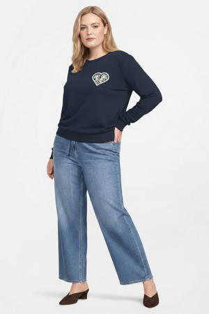 sweater met backprint donkerblauw