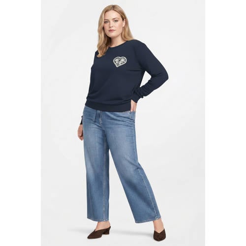 ONLY CARMAKOMA sweater met backprint donkerblauw afbeelding