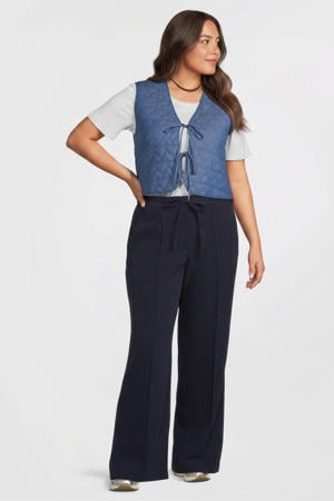 gilet met hartjes medium blue denim quilted