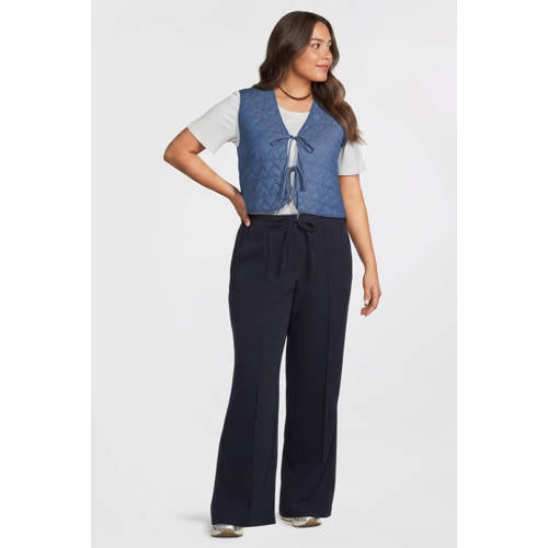 ONLY CARMAKOMA gilet met hartjes medium blue denim quilted afbeelding