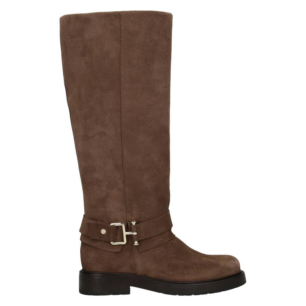 Bruine dames No Stress suède bikerboots met halve rits