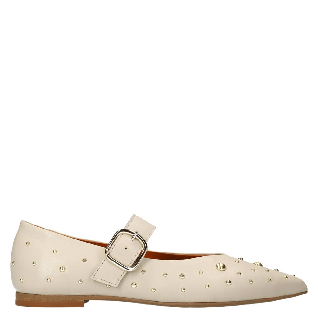 Ecru dames Manfield suède loafers met gesp