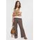ONLY CARMAKOMA wide leg regular waist gestreepte casual broek bruin