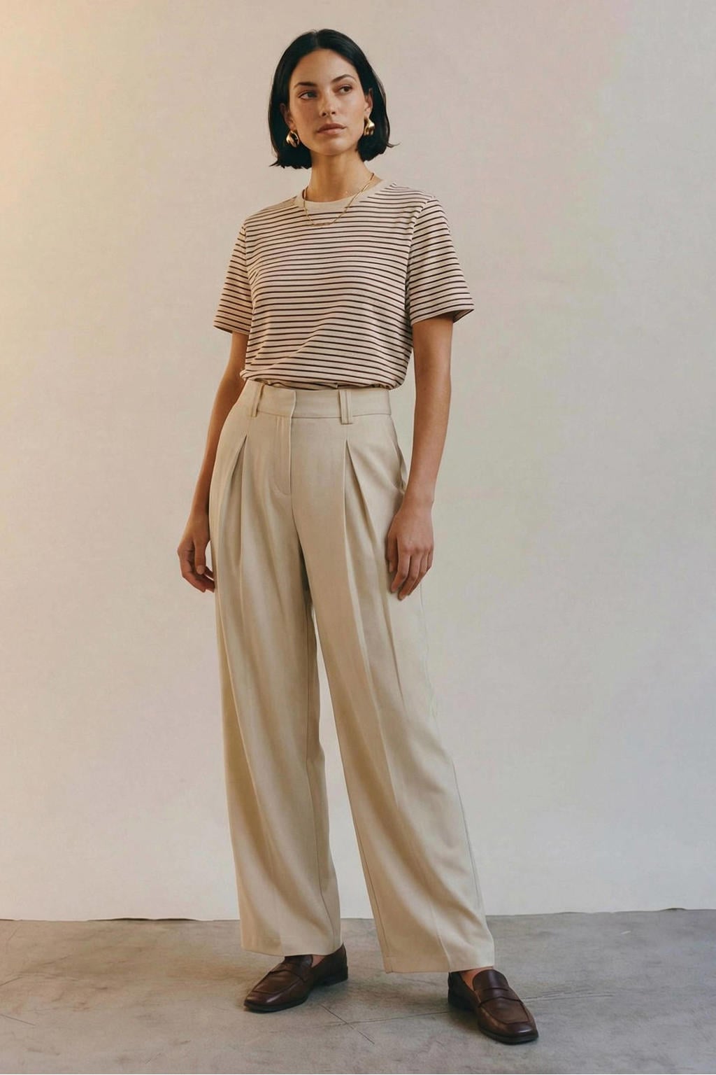 AWARE wide leg pantalon - beige