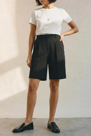 wide leg regular waist jort zwart