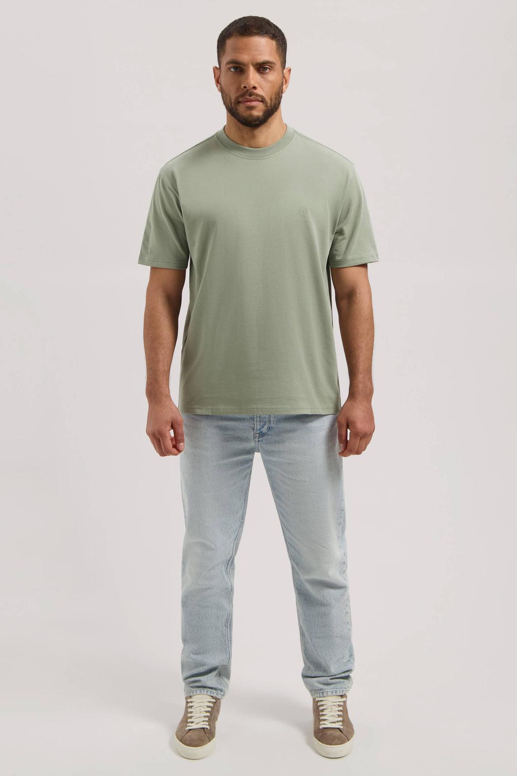 Lichtgroene heren Dstrezzed oversized T-shirt van katoen met effen, korte mouwen en ronde hals