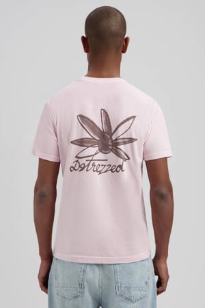 regular T-shirt met backprint roze