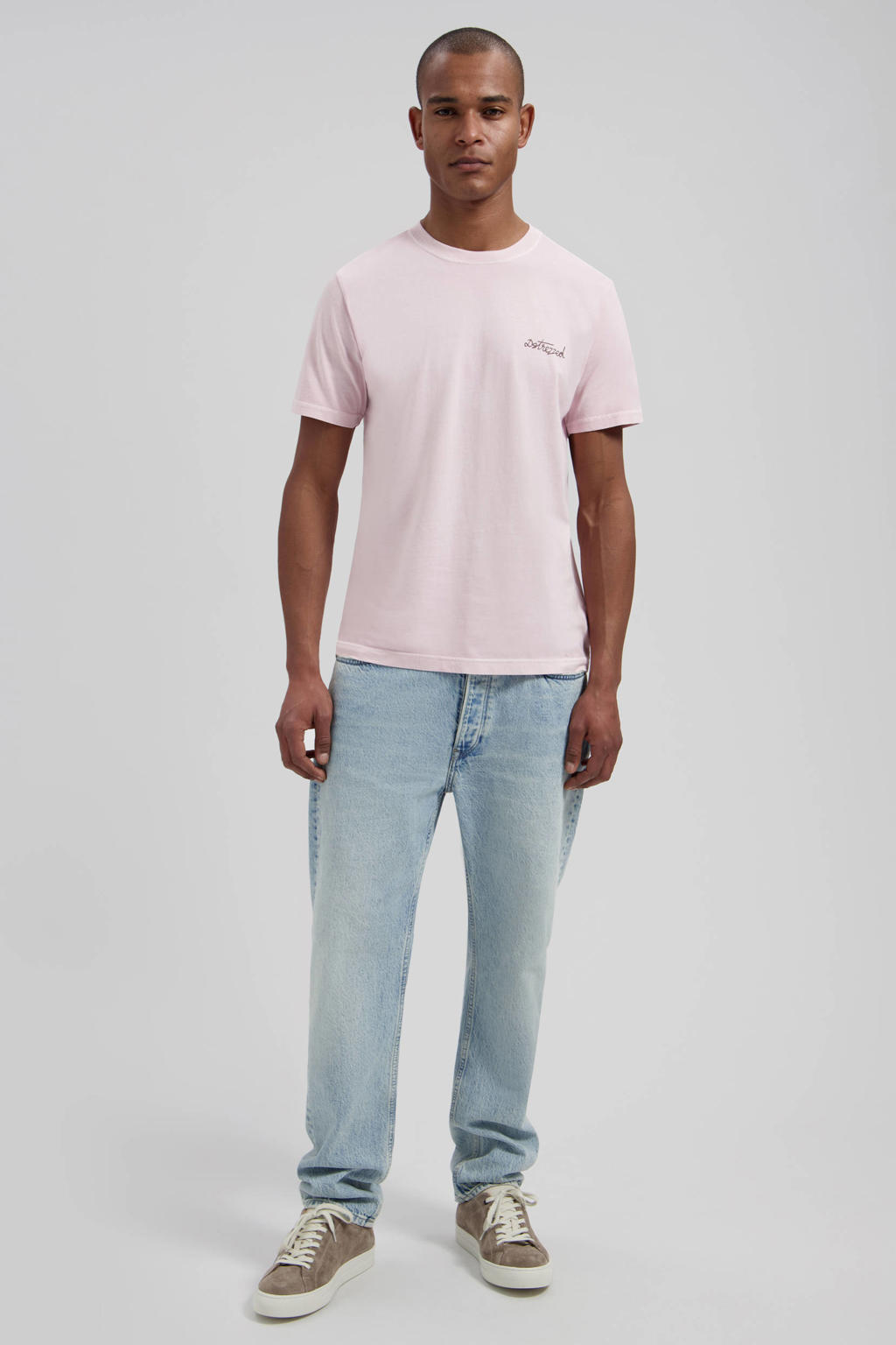 Roze heren Dstrezzed regular T-shirt van katoen met backprint, korte mouwen en ronde hals