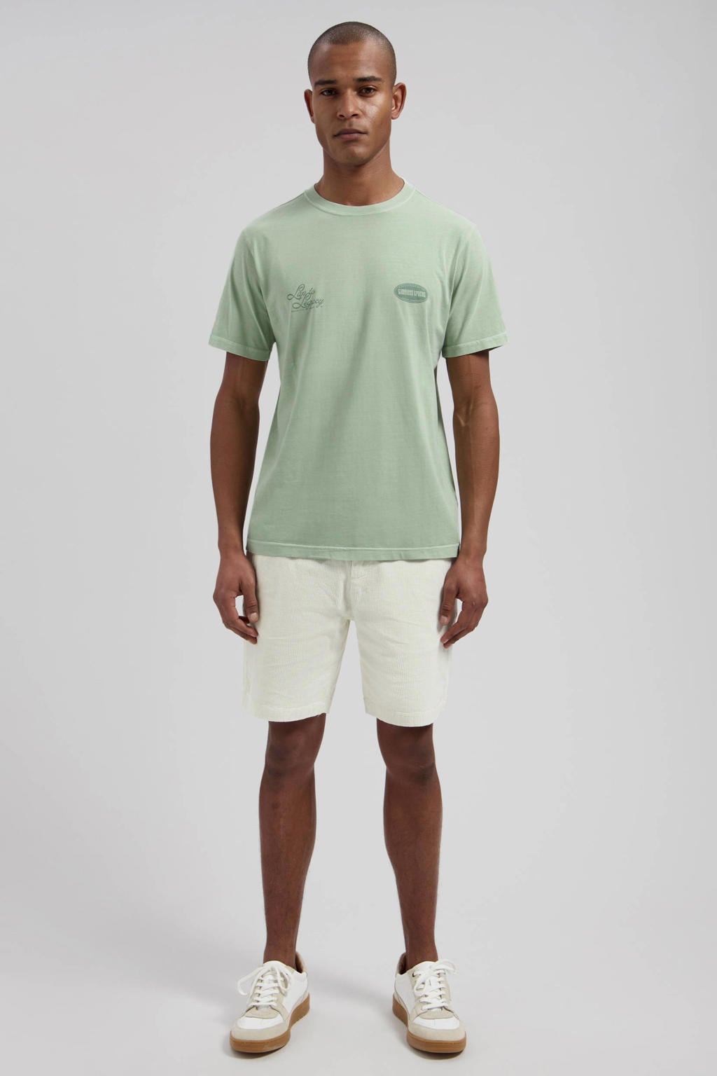 Groene heren Dstrezzed regular T-shirt van katoen met backprint, korte mouwen en ronde hals