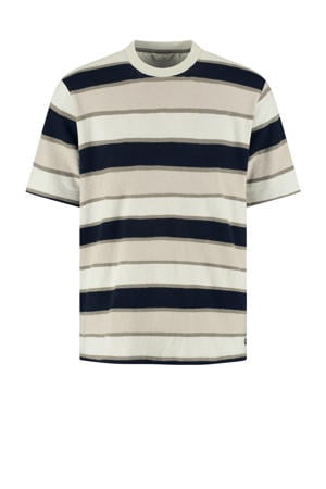 relaxed gestreept T-shirt beige