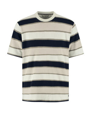 relaxed gestreept T-shirt beige