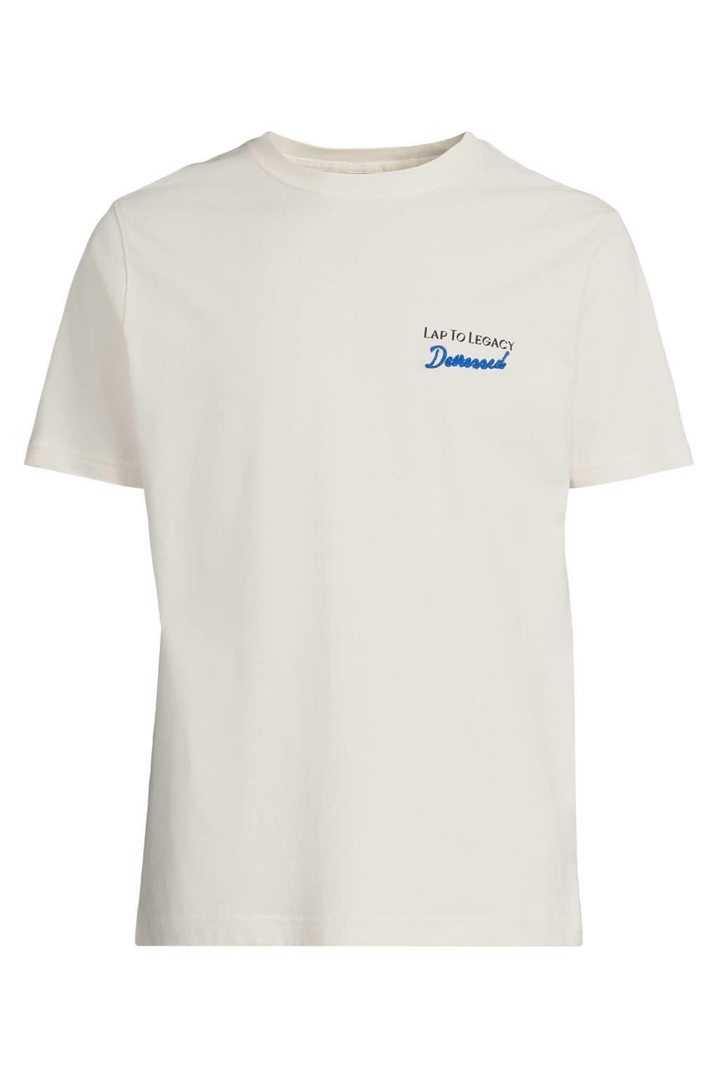 Ecru heren Dstrezzed regular T-shirt van katoen met backprint, korte mouwen en ronde hals