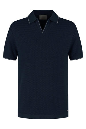 regular polo gebreid donkerblauw