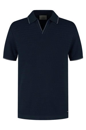 regular polo gebreid donkerblauw