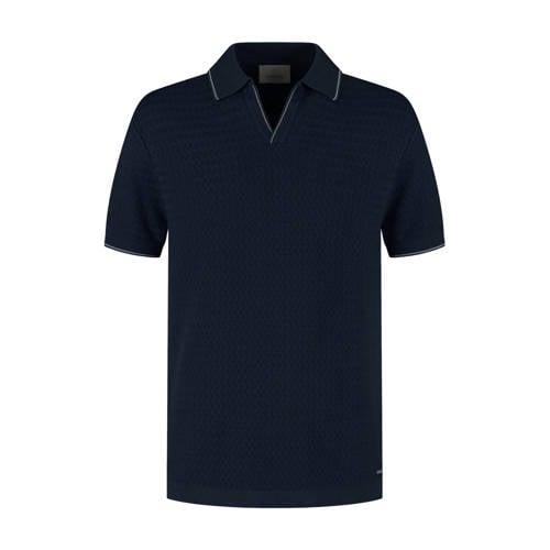 Dstrezzed regular polo gebreid donkerblauw afbeelding