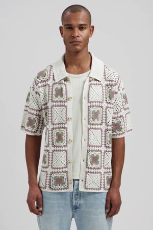 loose casual overhemd crochet ecru