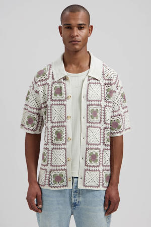 loose casual overhemd crochet ecru