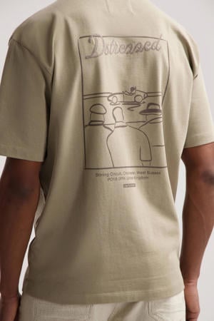 oversized T-shirt met backprint kaki