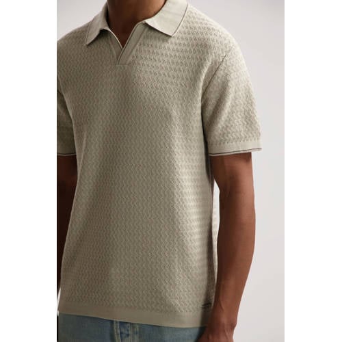 Dstrezzed regular polo gebreid beige afbeelding