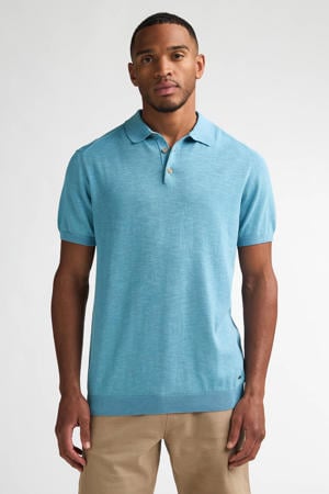 regular polo fijn gebreid blauw