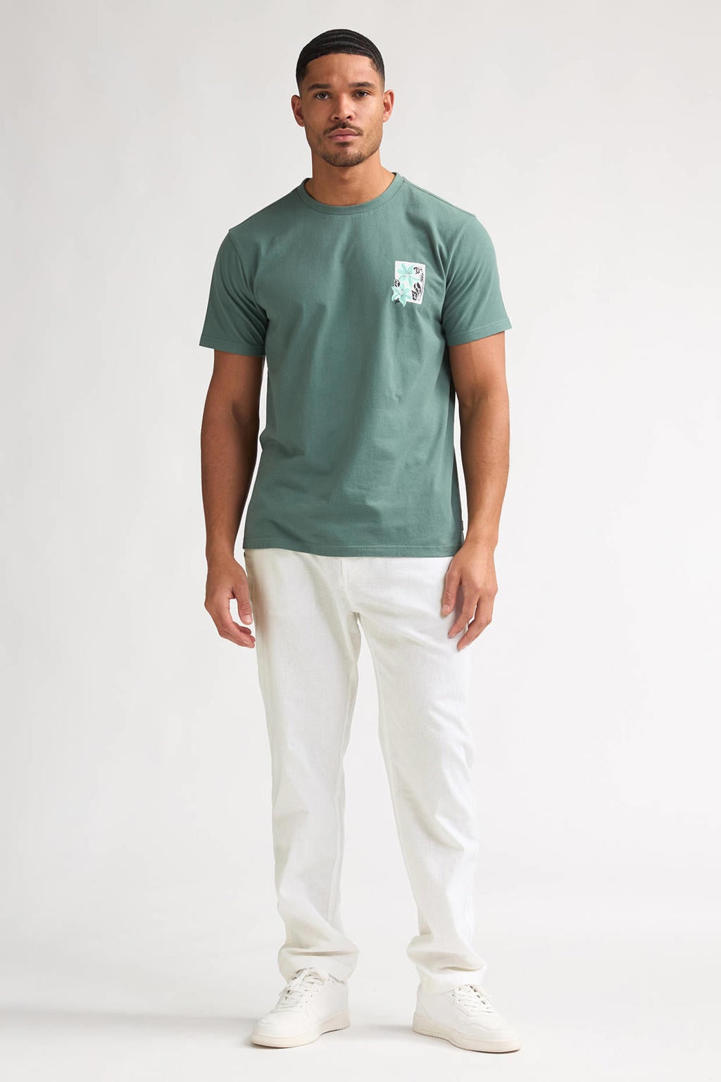 Petrol Industries tapered chino met linnen wit