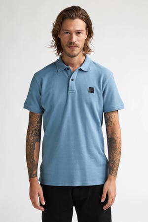regular polo blauw met textuur