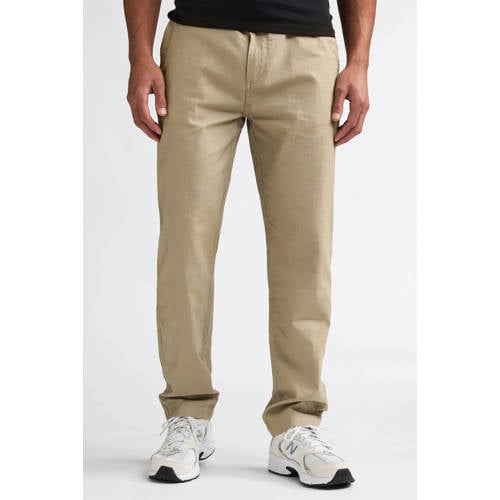 Petrol Industries tapered chino met linnen zand afbeelding