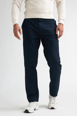 tapered chino met linnen donkerblauw