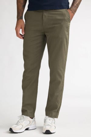 tapered chino met linnen olijfgroen
