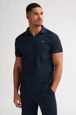 regular polo donkerblauw met textuur