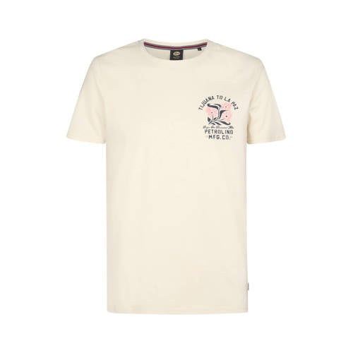 Petrol Industries regular T-shirt met backprint ecru afbeelding