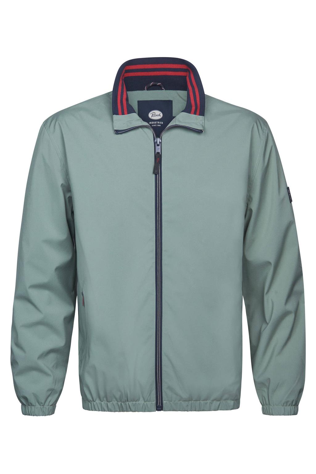 Groene heren Petrol Industries bomberjack van polyester met effen, lange mouwen, opstaande kraag, ritssluiting en elastische boord