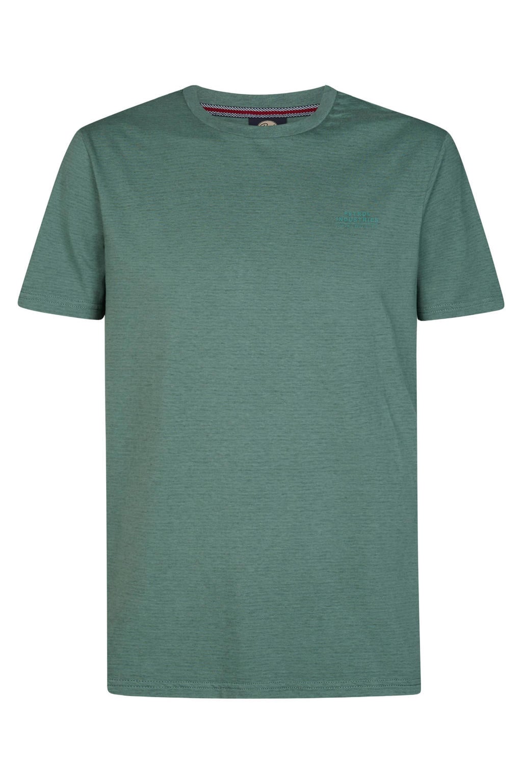 Groene heren Petrol Industries regular T-shirt van katoen met korte mouwen en ronde hals
