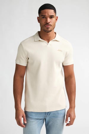 regular polo ecru met textuur