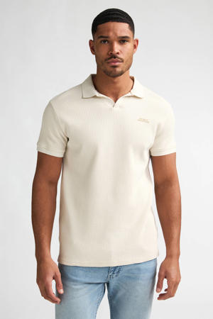regular polo ecru met textuur