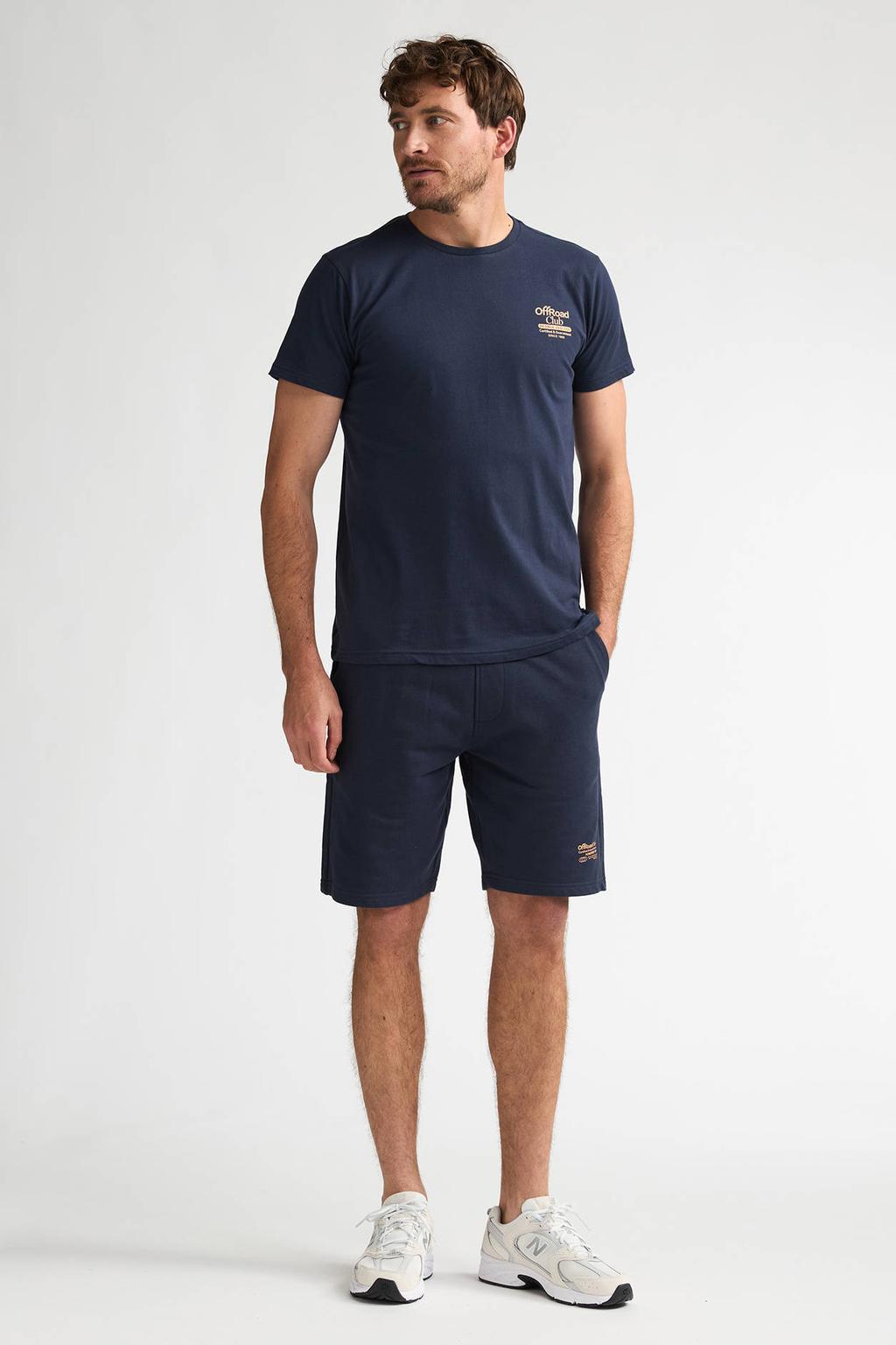 Donkerblauwe heren Petrol Industries regular T-shirt van katoen met backprint, korte mouwen en ronde hals