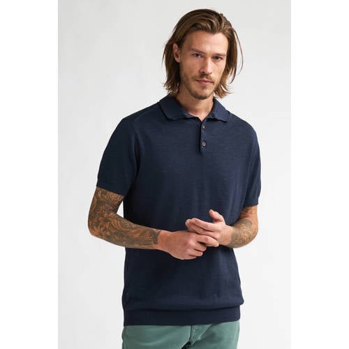 Petrol Industries regular polo donkerblauw fijn gebreid afbeelding