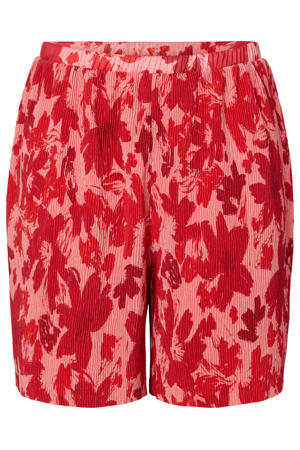 high waist gebloemde casual short roze