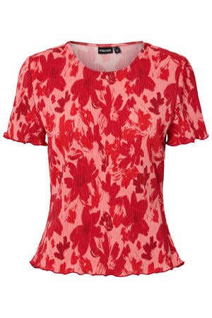 gebloemde top roze