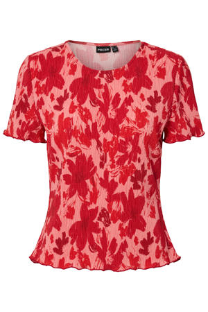 gebloemde top roze