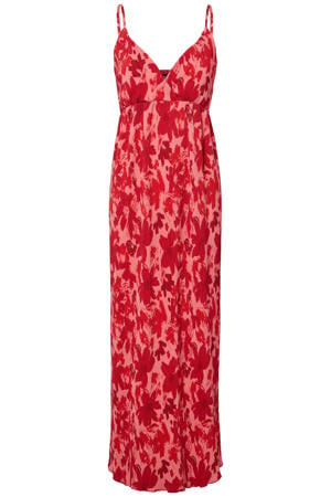 gebloemde maxi jurk rood